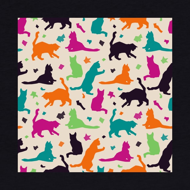 Dark Colors Matisse Cats by Carolina Díaz